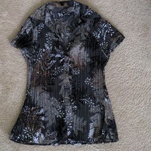 Pleated grey button down shirt